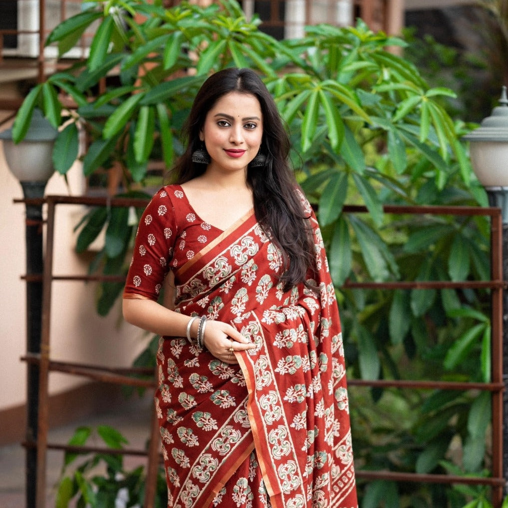 Ajrak cotton Saree